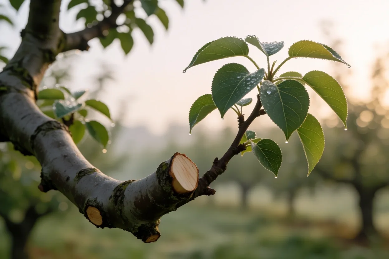 Misty morning orchard environment